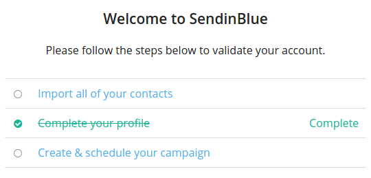 Send In Blue Validation Steps