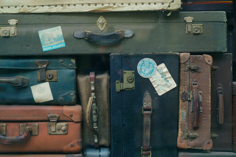 suitcases stacked together