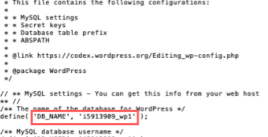 WordPress configuration file