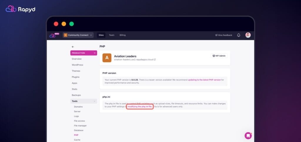 Rapyd docs link for settings